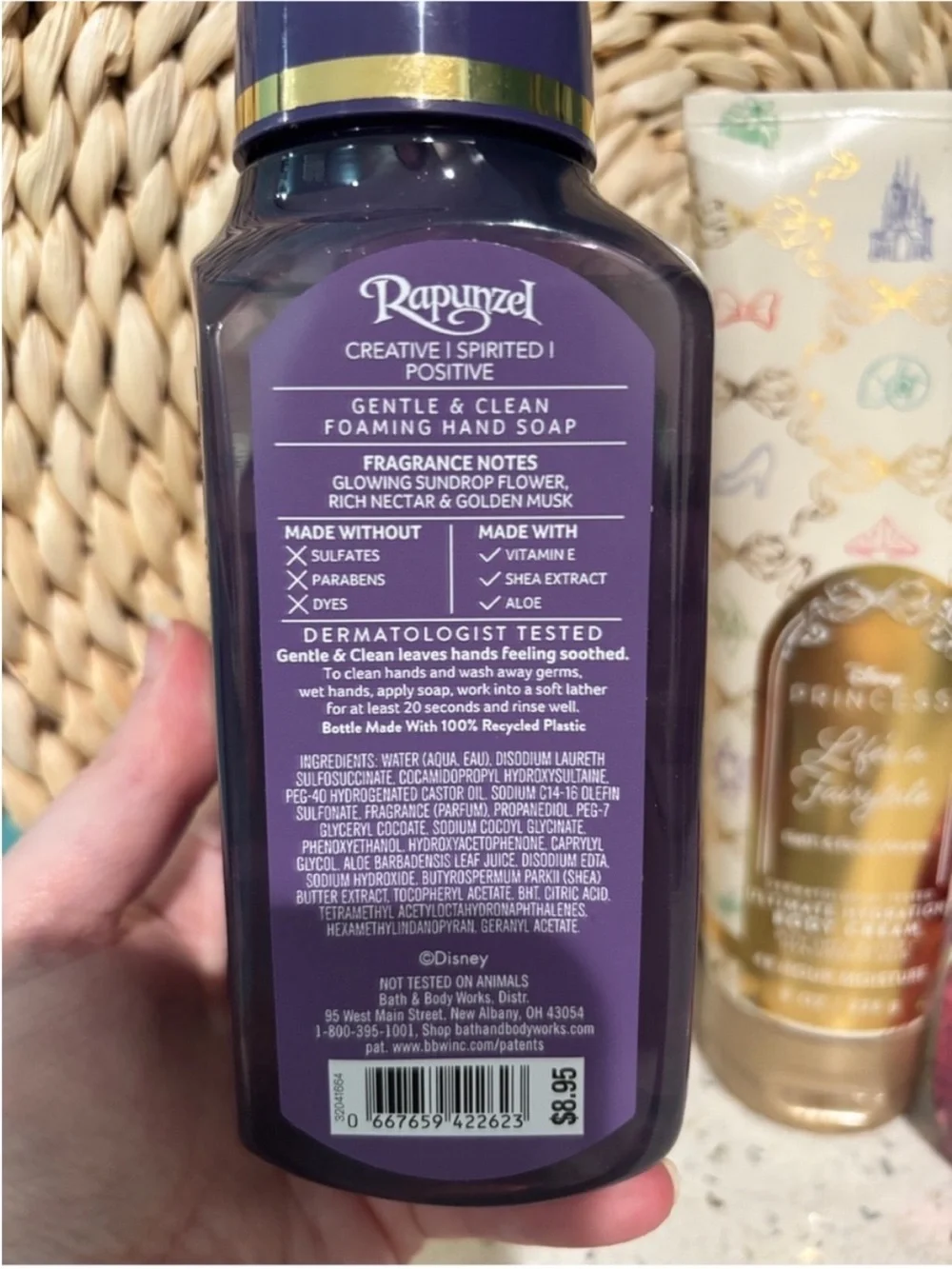 Bath&Body Works Disney Princess Body Cream, Rapunzel Soap, Aurora Sanitizer